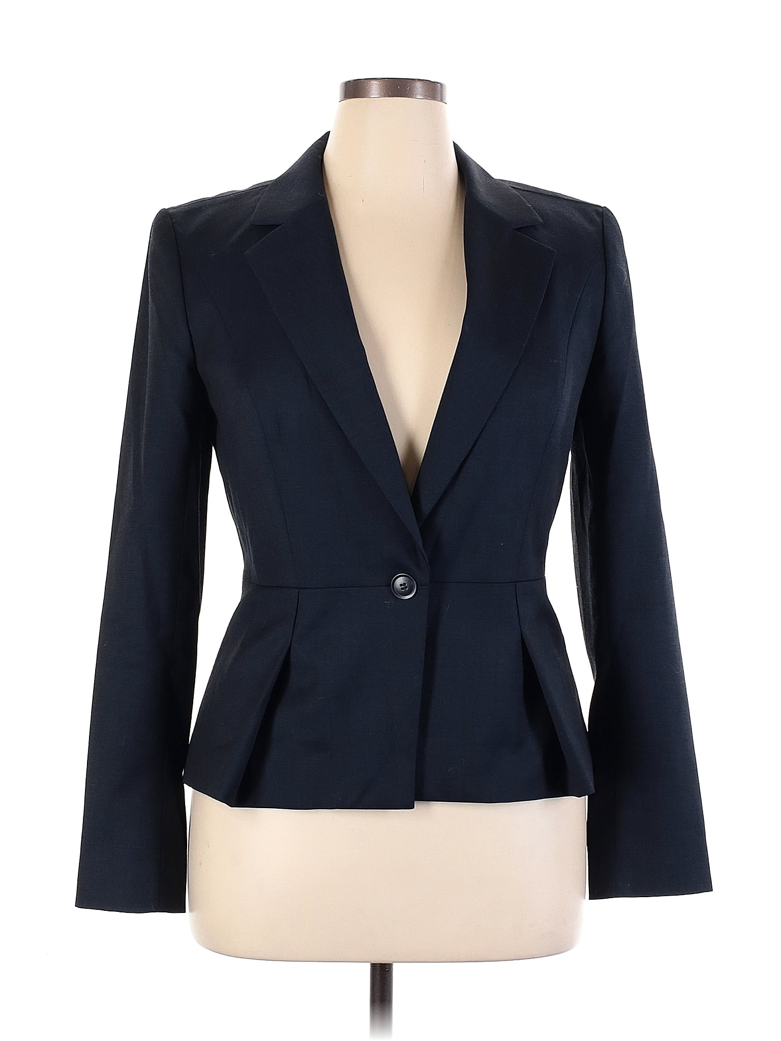 Classiques Entier 100% Virgin Wool Solid Navy Blue Wool Blazer Size 14 ...