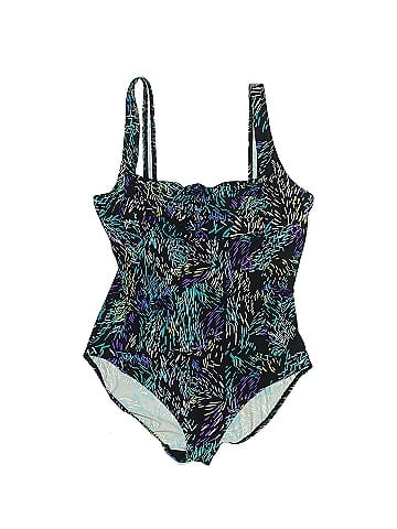 Calvin Klein Multi Color Blue One Piece Swimsuit Size 14