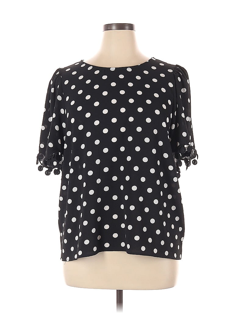 Cece Polka Dots Black Short Sleeve Blouse Size Xl 75 Off Thredup