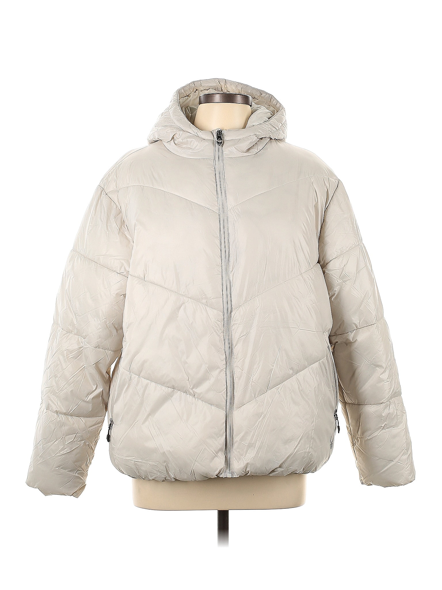 Spyder 100 Nylon Solid Ivory Silver Coat Size L 68 off thredUP