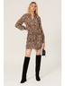 Gilner Farrar 100% Viscose Brown Brooke Leopard Tie Shirtdress Size M - photo 3