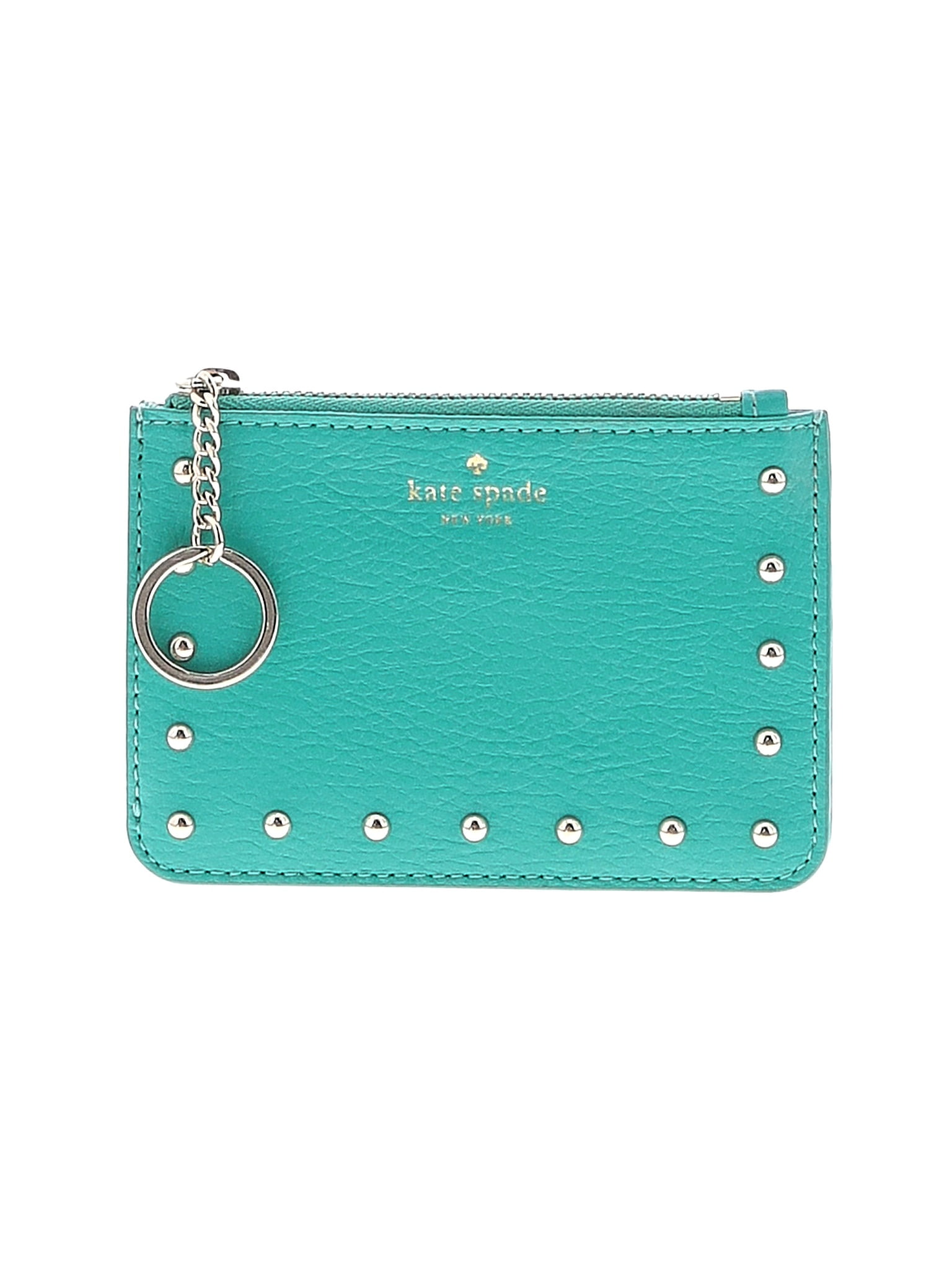 Kate Spade New York 100% Leather Solid Blue Teal Leather Card Holder ...