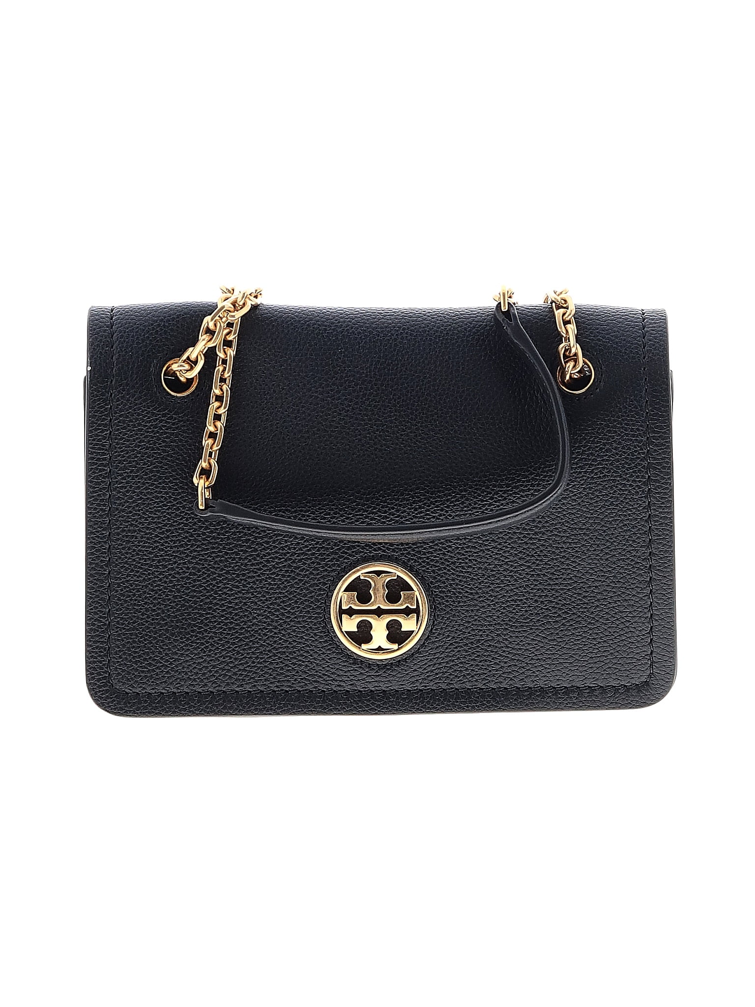 Tory Burch Solid Black Carson Convertible Leather Crossbody Bag Satchel
