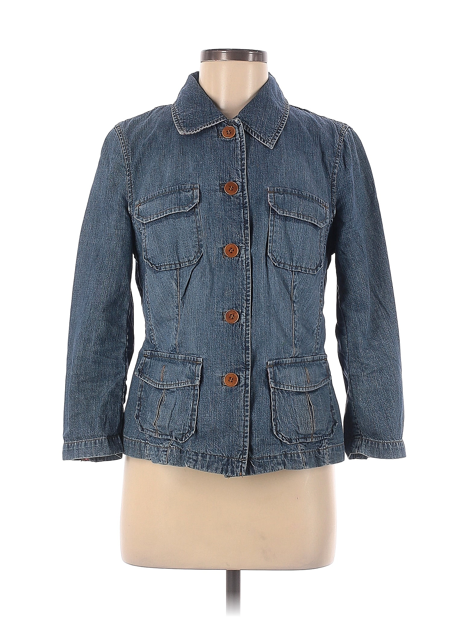 Sigrid Olsen 100 Cotton Blue Denim Jacket Size 8 77 Off Thredup