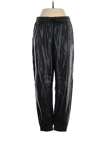 Zara 100% Polyurethane Solid Black Faux Leather Pants Size XS - 49