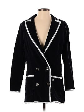 Bask Black Double Breasted Toweling Blazer (view 1)