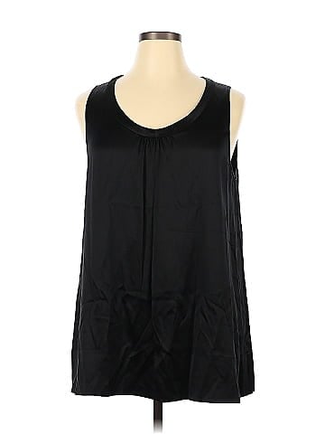 Eileen Fisher 100% Silk Solid Black Sleeveless Blouse Size XL - 66% off