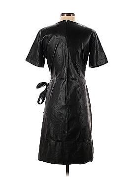 Natori Black Faux Leather Wrap Dress (view 2)