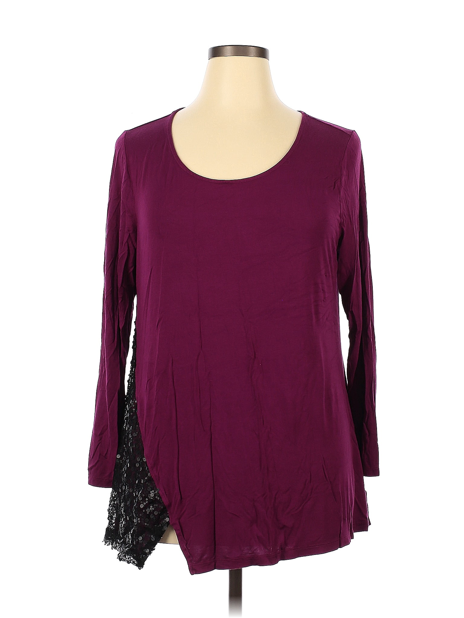 Logo By Lori Goldstein Solid Purple Burgundy Long Sleeve Top Size Xl