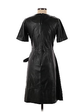 Natori Black Faux Leather Wrap Dress (view 2)