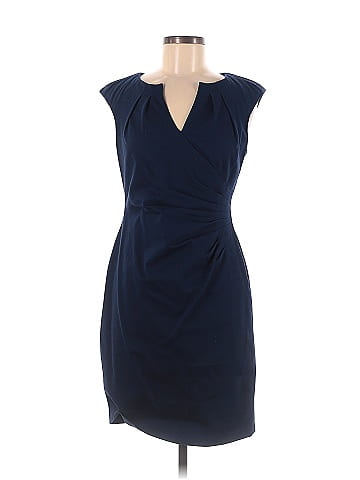 Adrianna Papell Solid Navy Blue Casual Dress Size 6 Petite 72