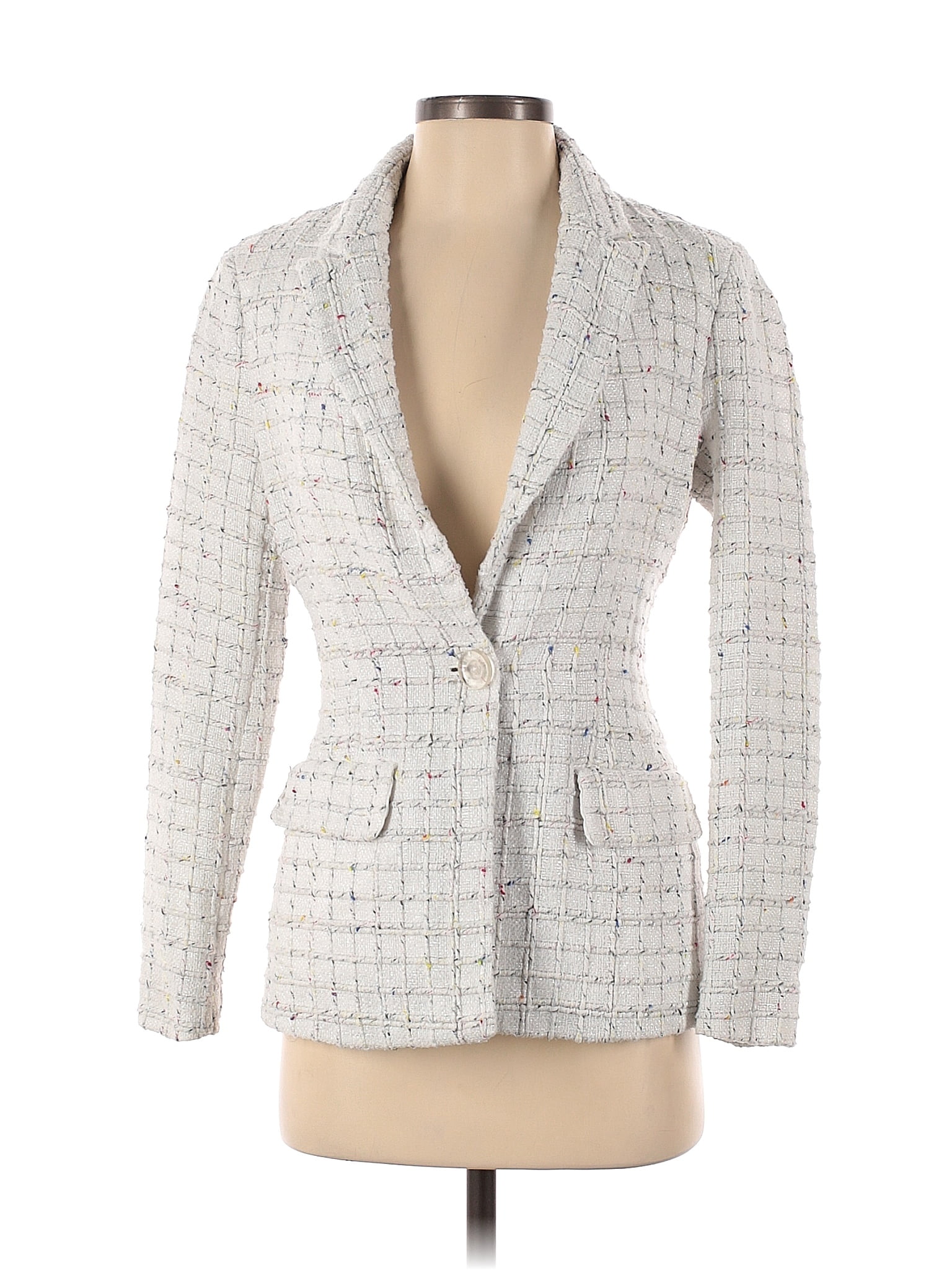 Amanda Uprichard 100% Polyester White Ivory Tweed Aldridge Blazer Size ...