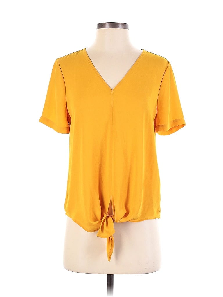 Madewell 100% Polyester Yellow Short Sleeve Blouse Size XS - photo 1