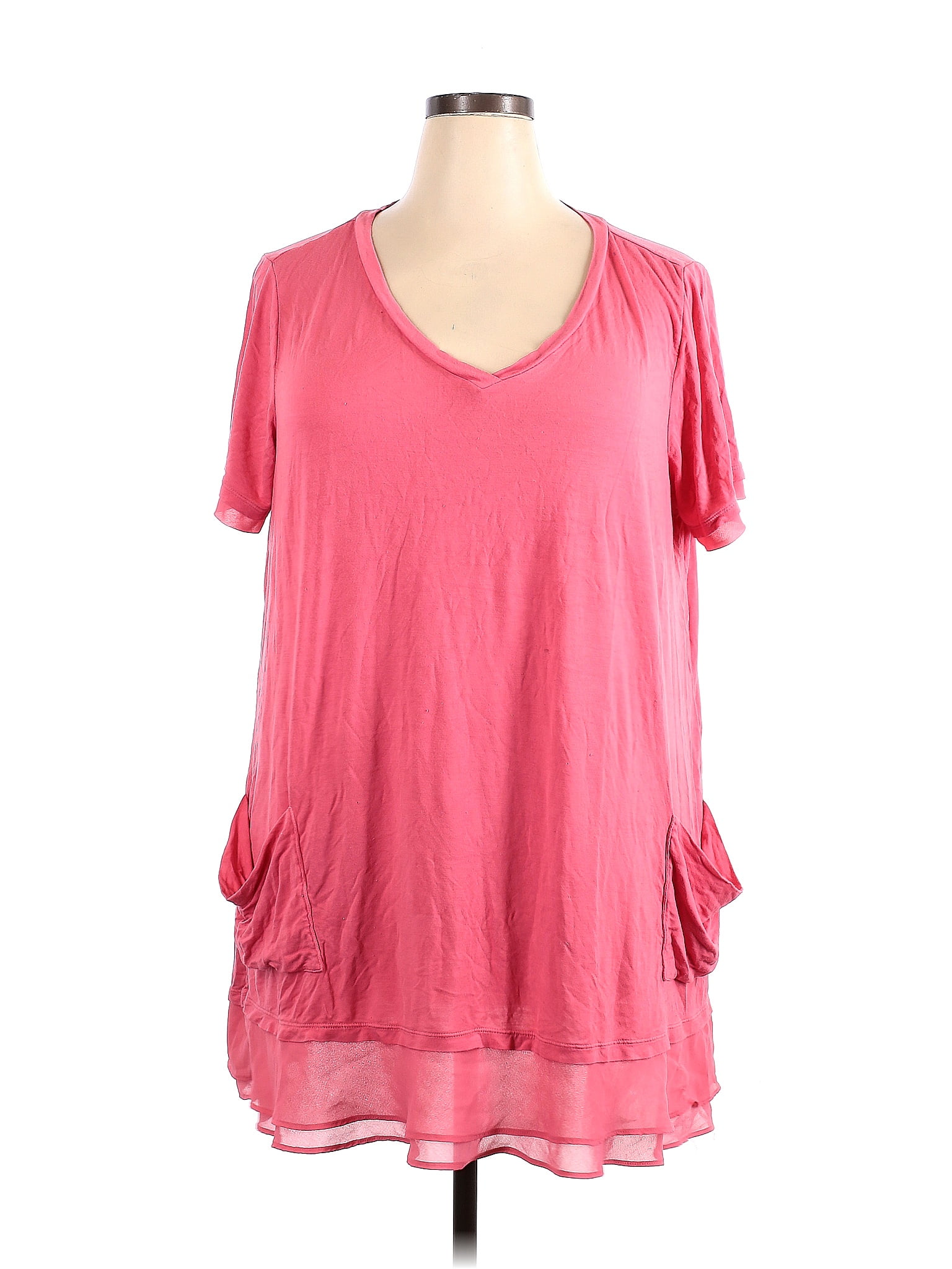 Logo By Lori Goldstein Solid Pink Short Sleeve Blouse Size 2x Plus