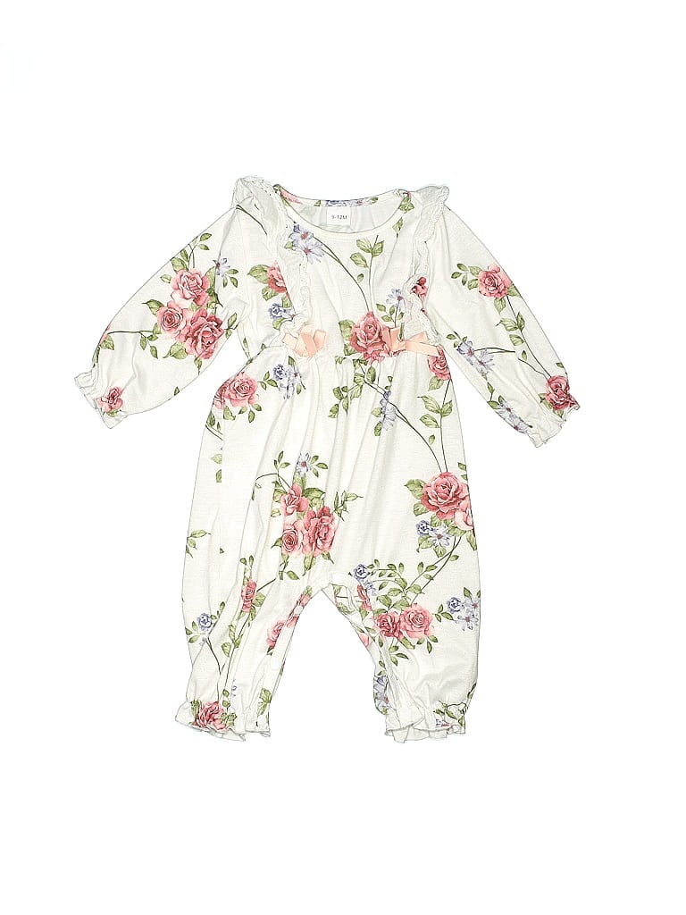 Unbranded Floral Floral Motif Ivory Long Sleeve Outfit Size 9-12 mo - photo 1