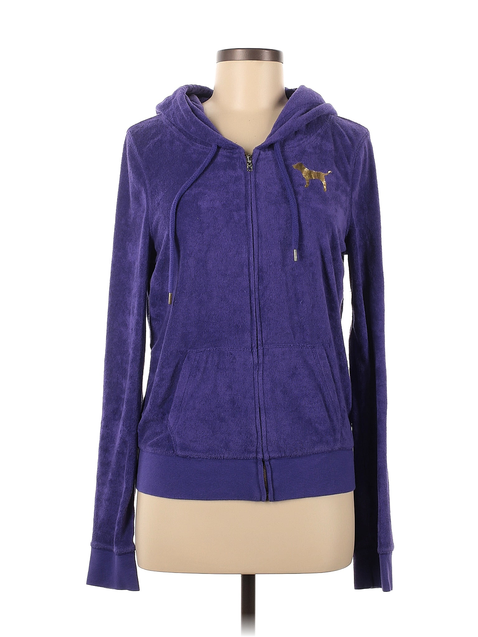 Victoria's Secret Pink Solid Purple Zip Up Hoodie Size M 49 off