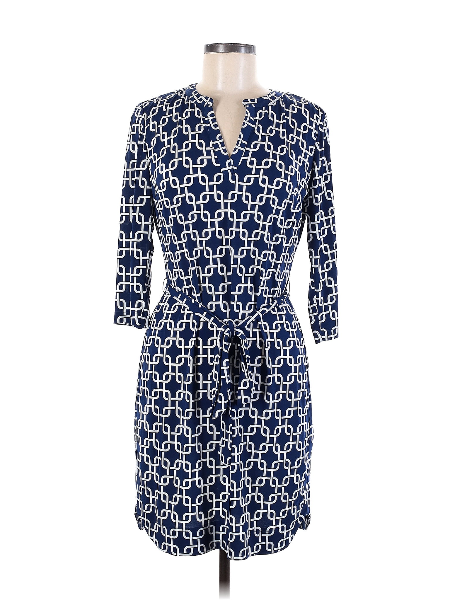 JM Collection Women's Printed Embellished Split Sleeve Dress Blue Size 3X