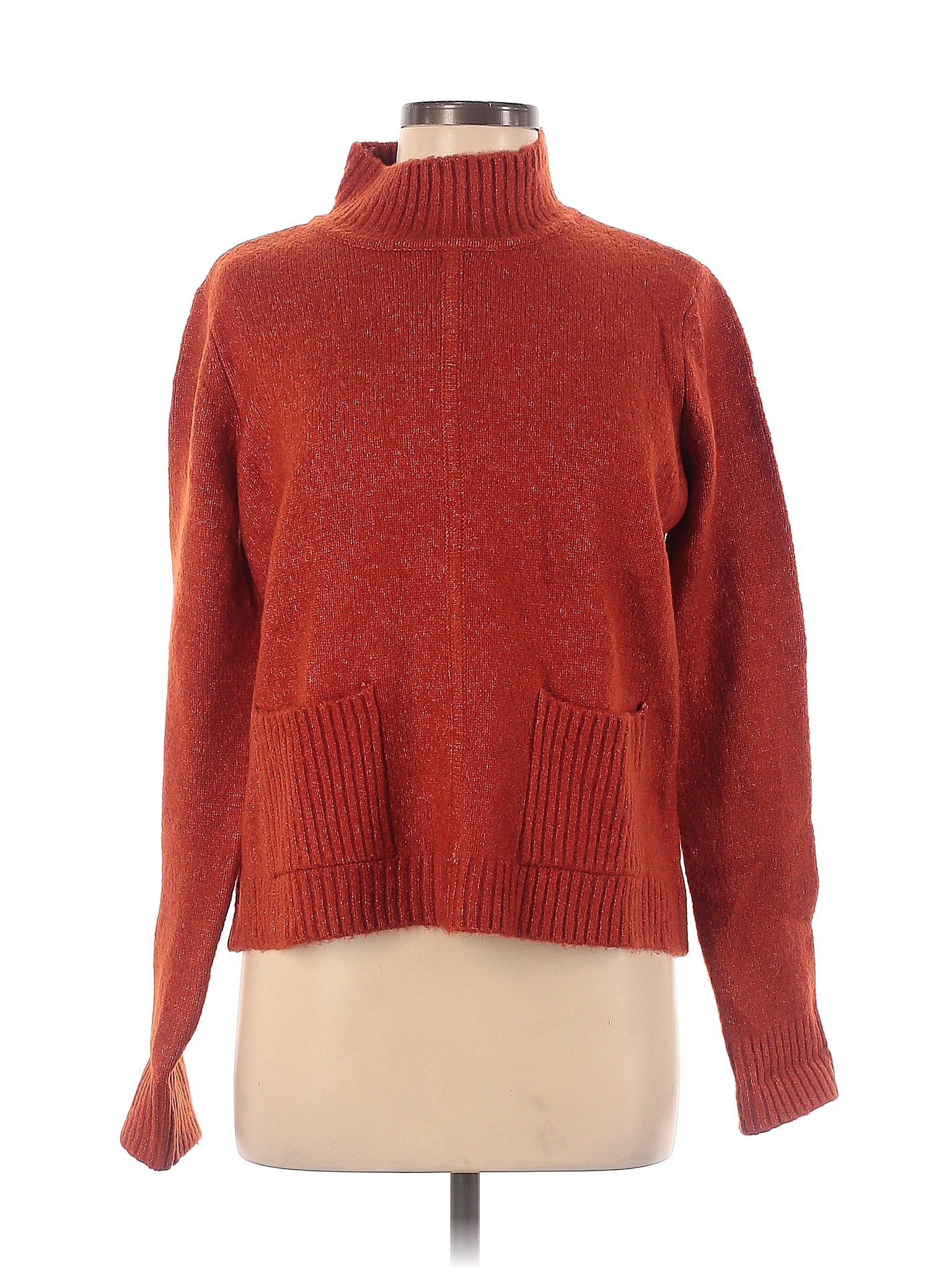 Marled by Reunited Color Block Solid Orange Turtleneck Sweater Size M ...