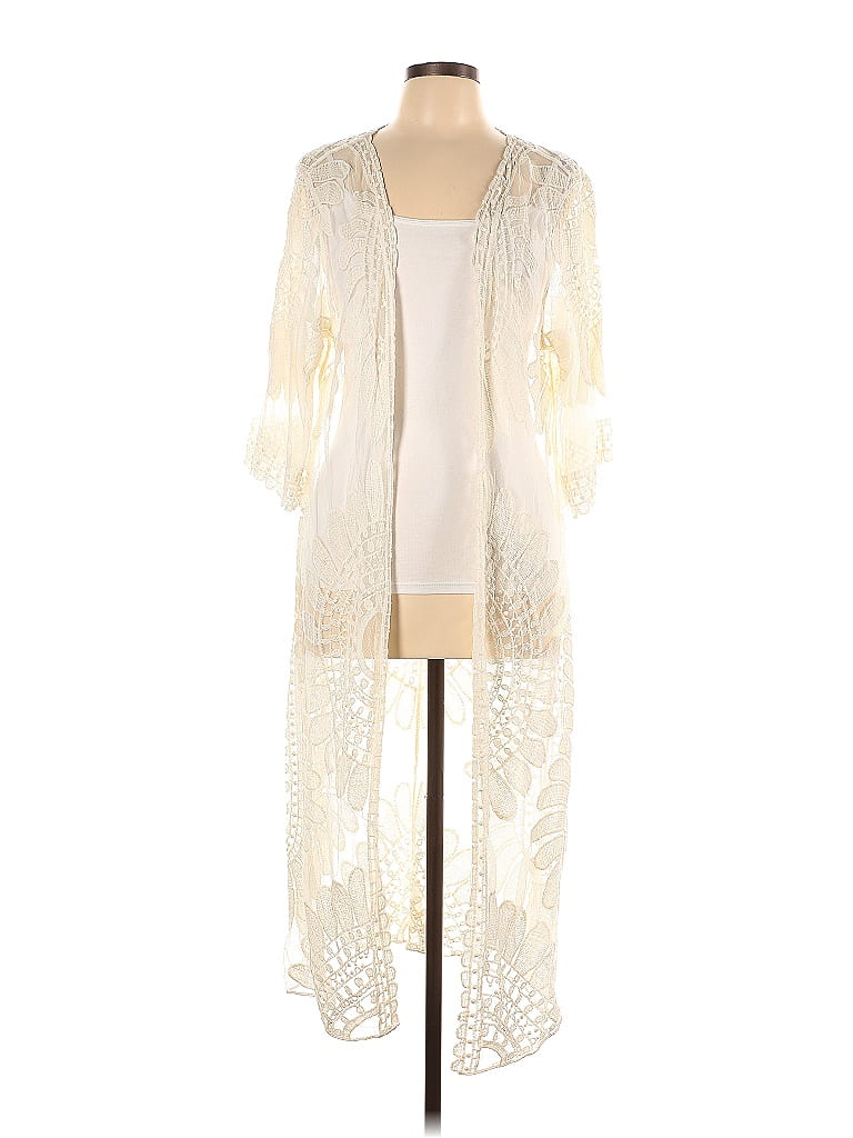 Rebellion Again Solid Ivory Kimono Size L - 62% off | thredUP