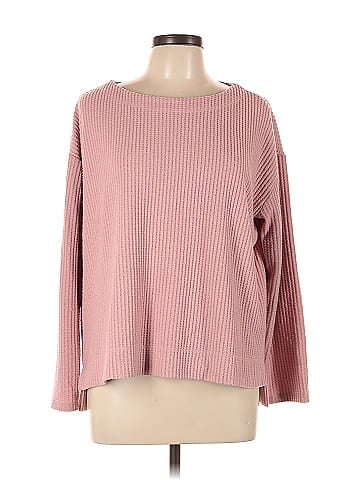 Splendid Color Block Solid Pink Pullover Sweater Size L 74 off