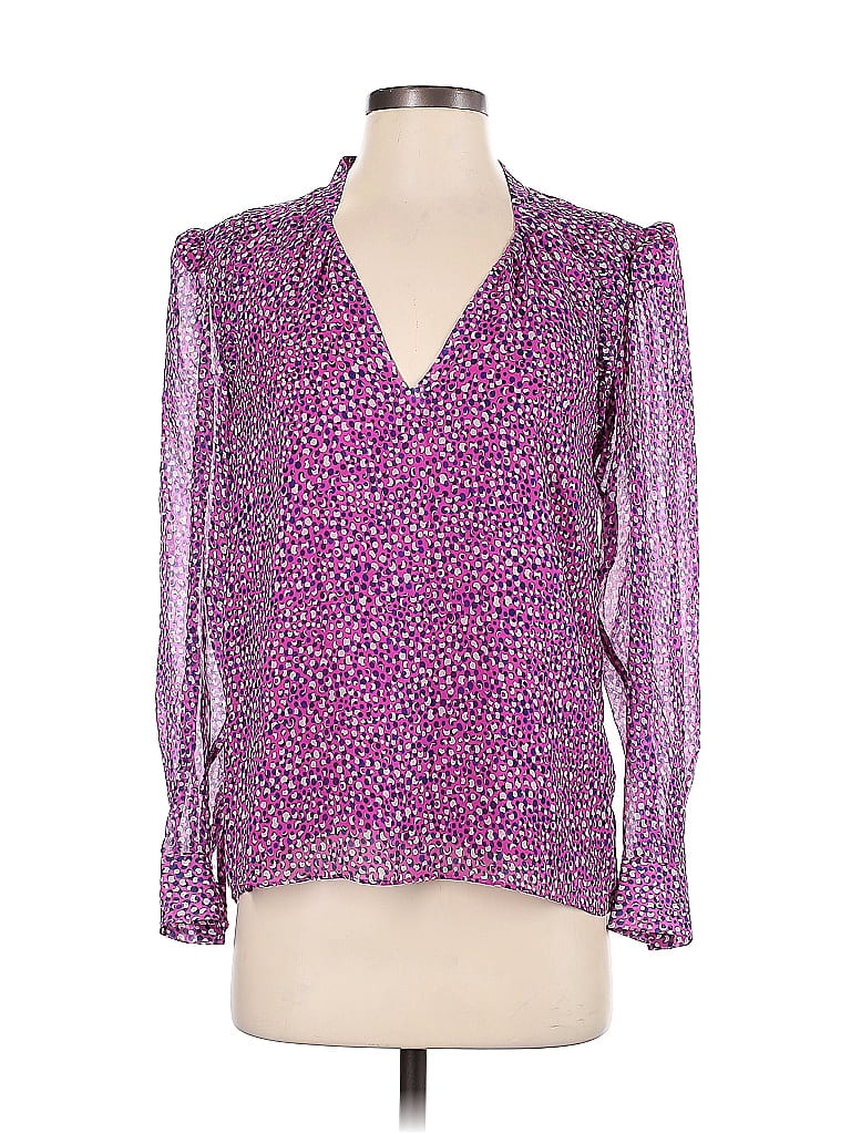 0075~MM1 Long Sleeve Polka Dots Silk Blouse
