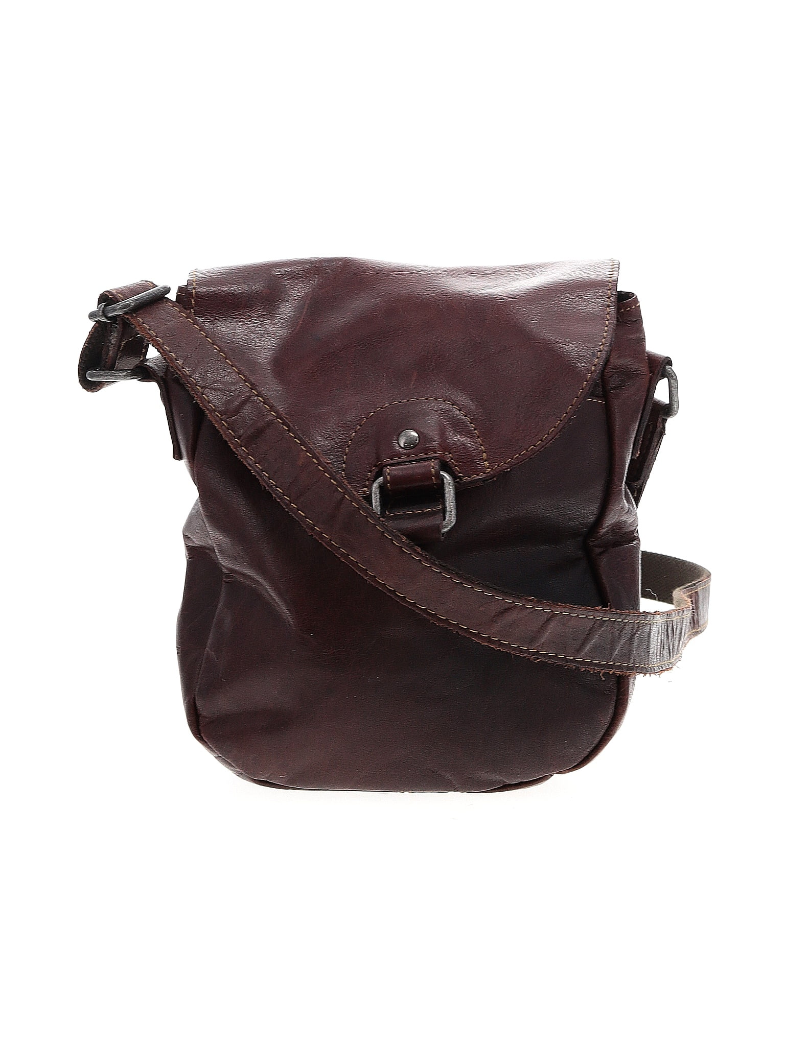 Jack Georges 100% Leather Solid Brown Burgundy Leather Crossbody Bag ...