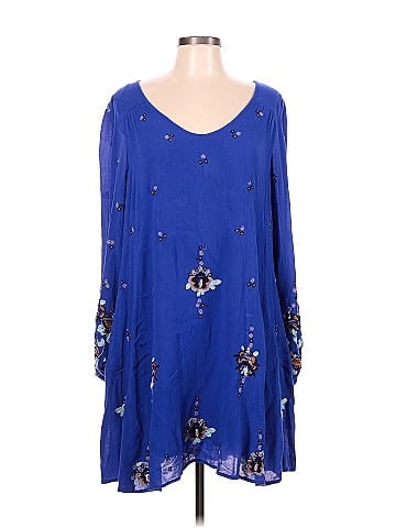 Free People Dress All You Need F364Y074, Cobalt Blue Chiffon Dress