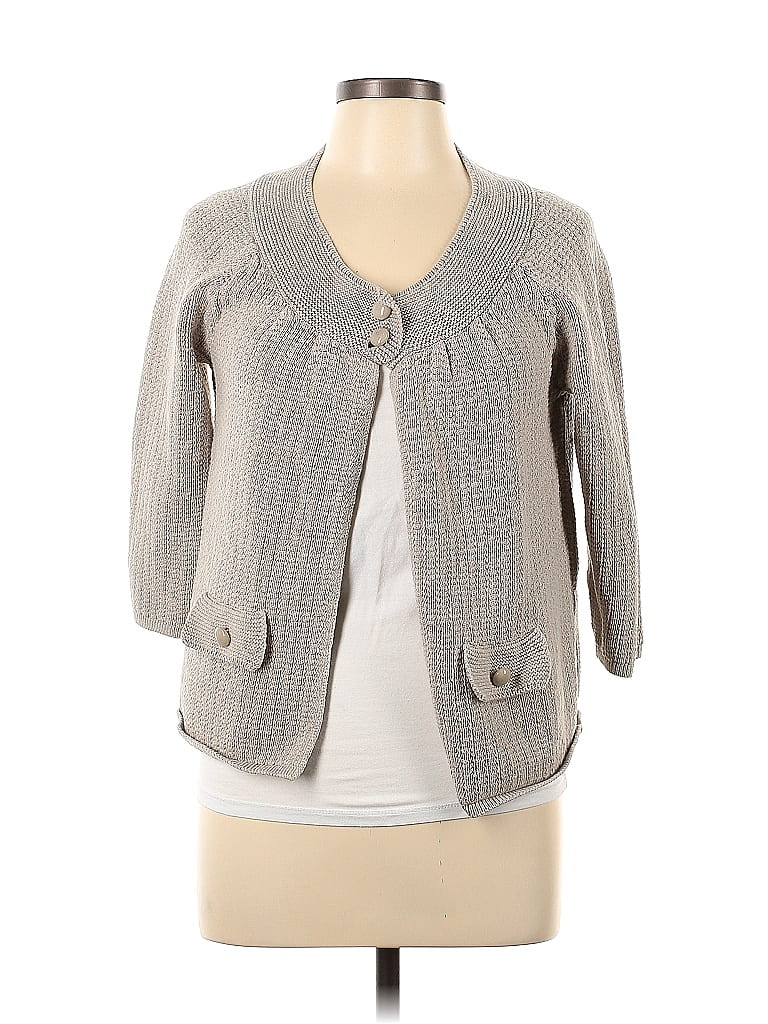 Croft & Barrow 100% Cotton Color Block Solid Gray Cardigan Size L - 47% ...