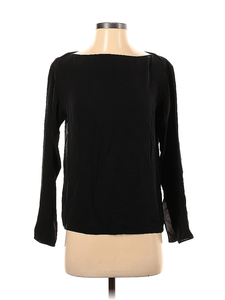 Pre-owned Theory Long Sleeve Top Black Boatneck Tops