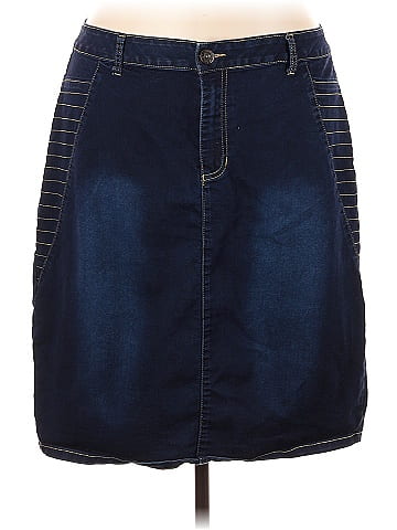 Ashley stewart long 2025 blue jean skirts