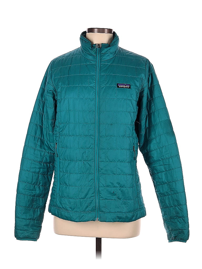 Patagonia 100 Polyester Solid Teal Jacket Size M 53 off thredUP