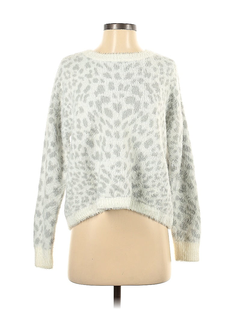 Bella Dahl 100 Nylon Color Block Leopard Print Silver Pullover