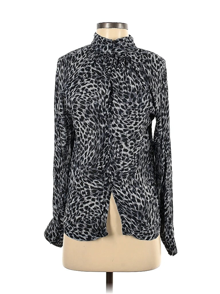 Bella Dahl 100% Rayon Animal Print Leopard Print Black Long Sleeve Button-Down Shirt Size S - photo 1