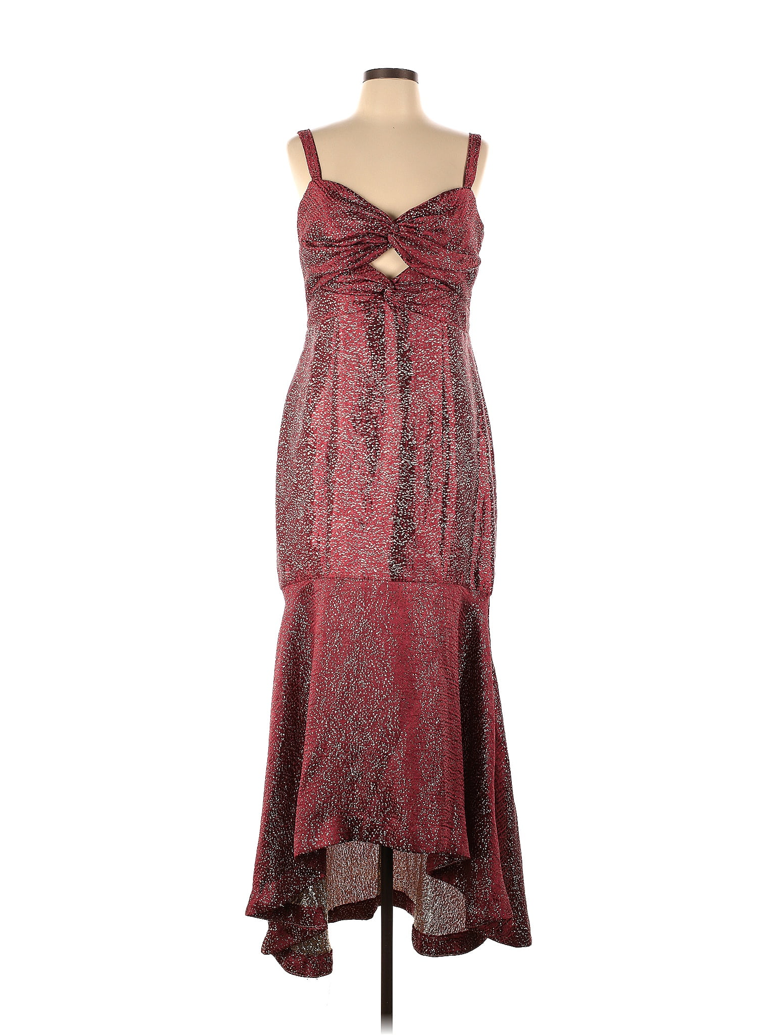 Ml Monique Women's Lhuiller High Neck Evening Gown Blue Size 4