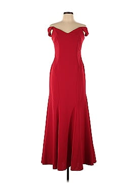 Nicole Miller Red Crepe Off Shoulder Gown (view 1)
