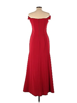 Nicole Miller Red Crepe Off Shoulder Gown (view 2)