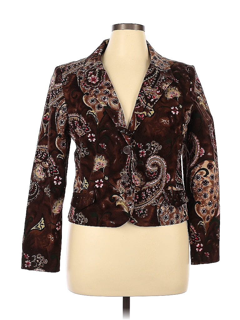 Larry Levine Paisley Brown Blazer Size 16 77 off thredUP