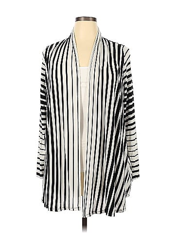 Lane Bryant Color Block Stripes Multi Color Silver Cardigan Size