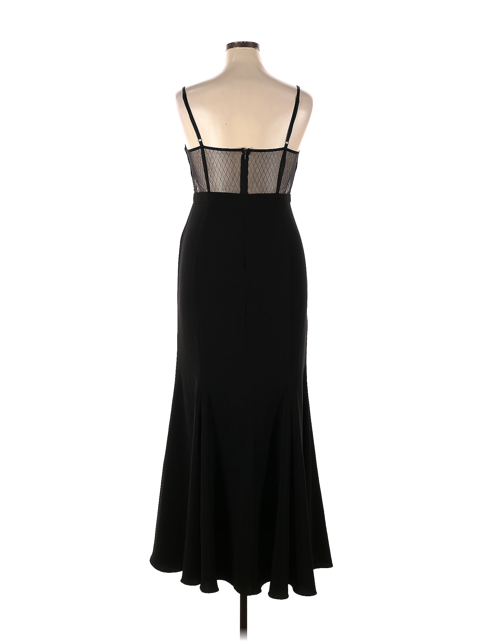 Francesca' Crepe Backless Cutout Evening Gown-Black