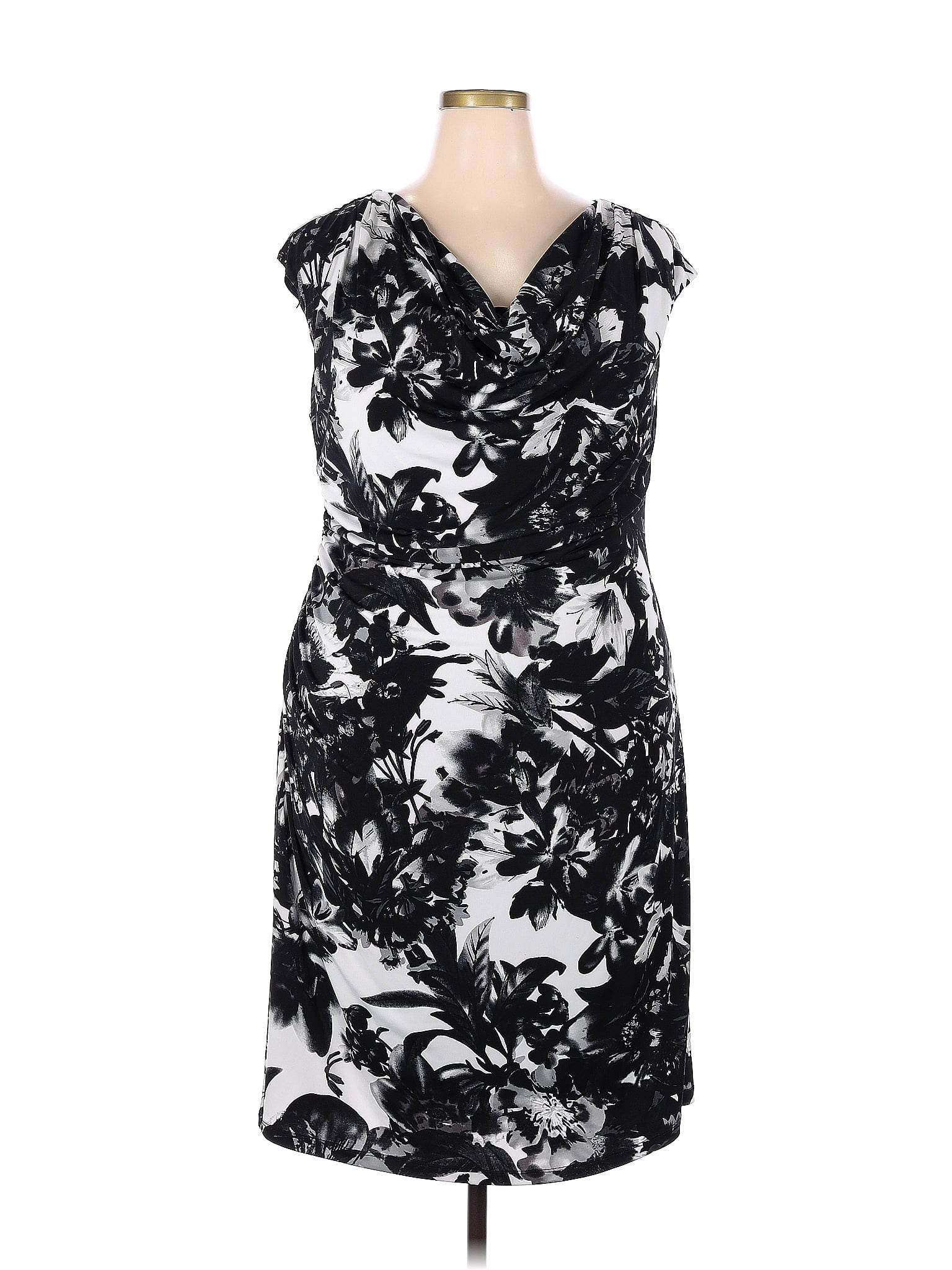 DressBarn Floral Multi Color Black Cocktail Dress Size 18 W (Plus) - 48% off