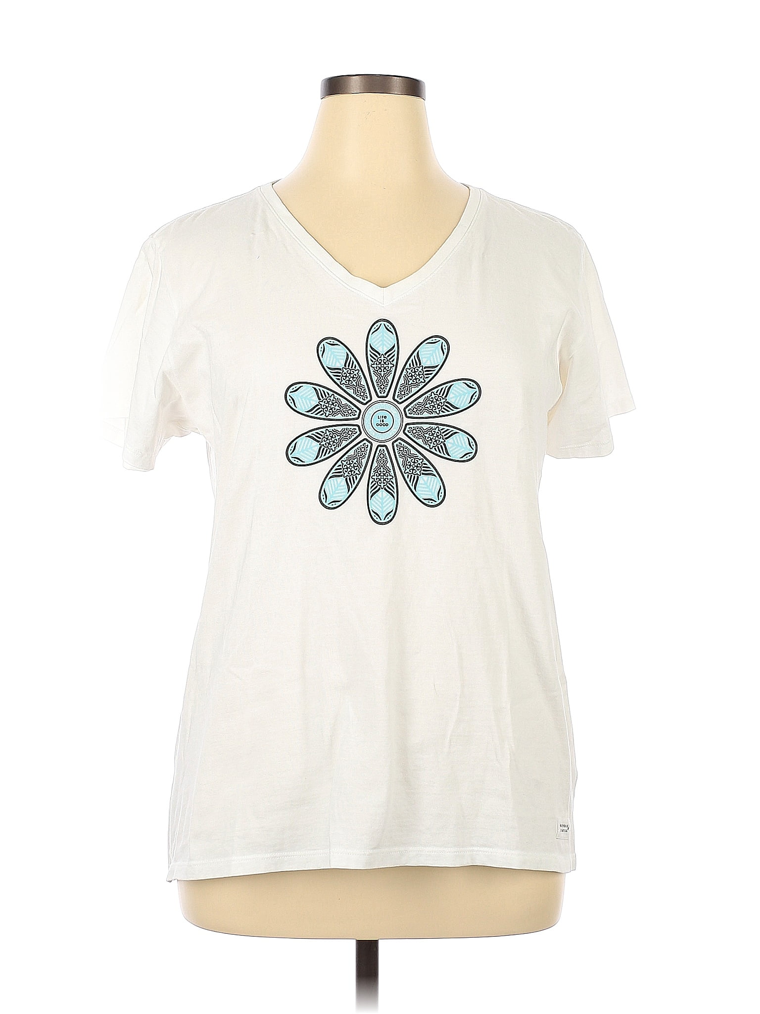 Life Is Good 100 Cotton White Ivory Short Sleeve TShirt Size XL 37