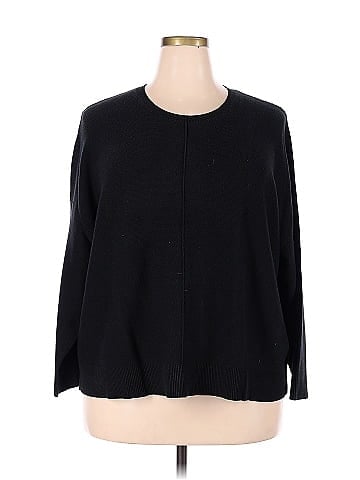 J.Jill Color Block Polka Dots Black Silk Pullover Sweater Size 2X