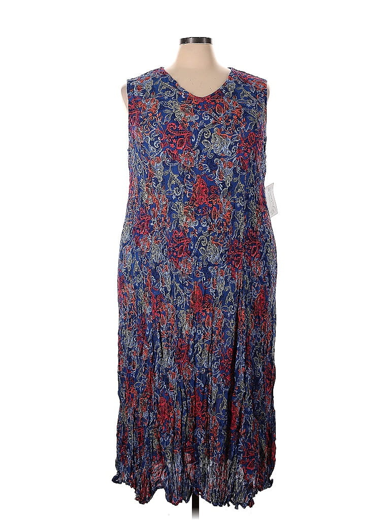 Woman Within 100% Rayon Multi Color Blue Casual Dress Size 30 (3X ...