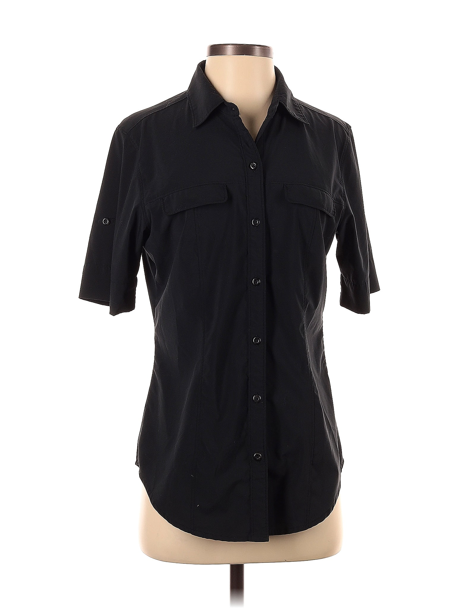 Exofficio Solid Black Short Sleeve Blouse Size S 73 Off Thredup