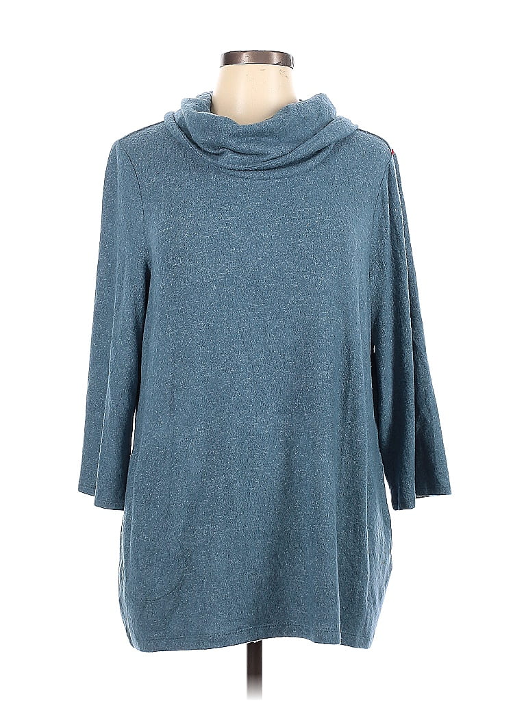 Chico's Color Block Marled Blue Teal Pullover Sweater Size Lg (2) - 71% ...