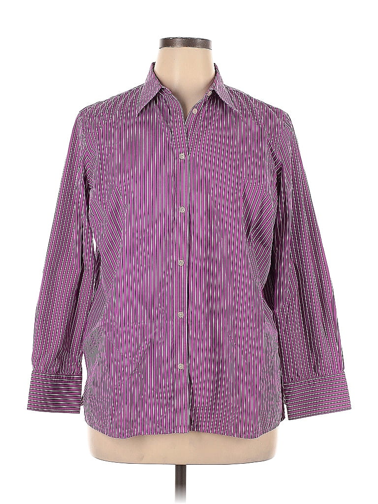 RALPH LAUREN Black Label Size XS Purple Stripe Cotton Button Up Long Sleeve Shirt