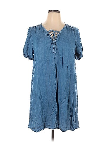 Lucky Brand 100% Lyocell Solid Blue Casual Dress Size XL - 78% off