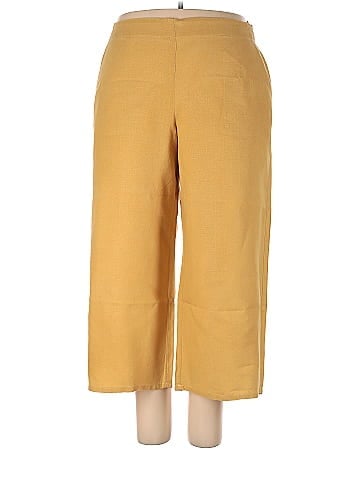 J.Jill 100% Linen Solid Yellow Casual Pants Size XL - 71% off