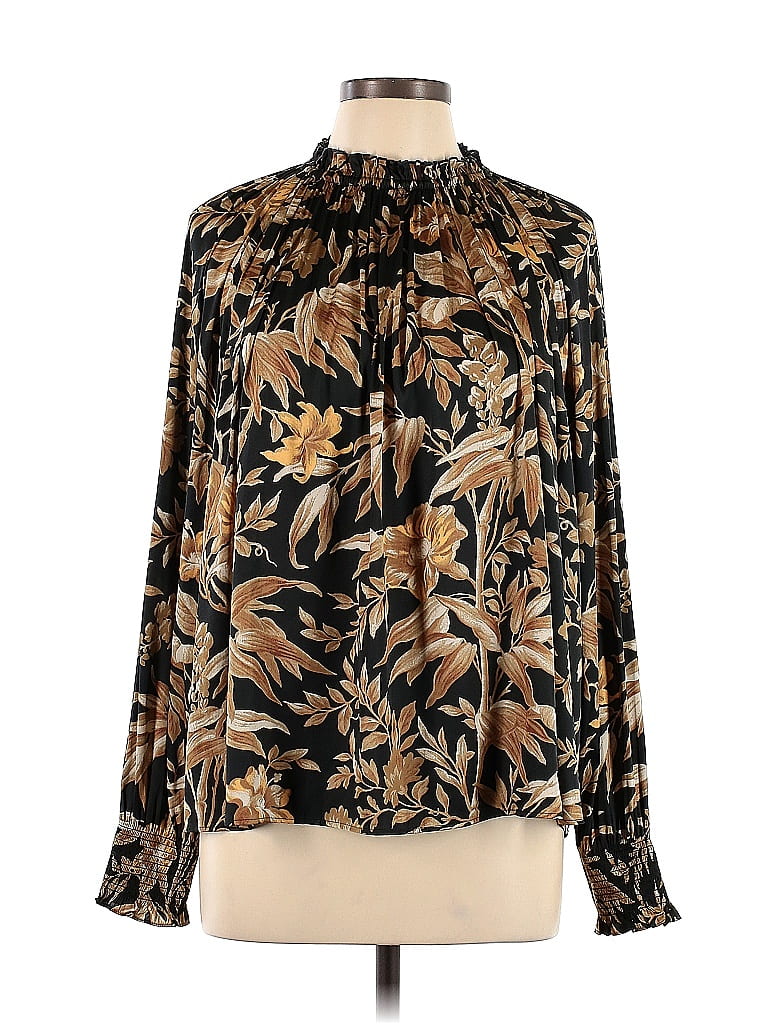 H&M 100% Polyester Tropical Brown Long Sleeve Blouse Size 12 - 40% off ...