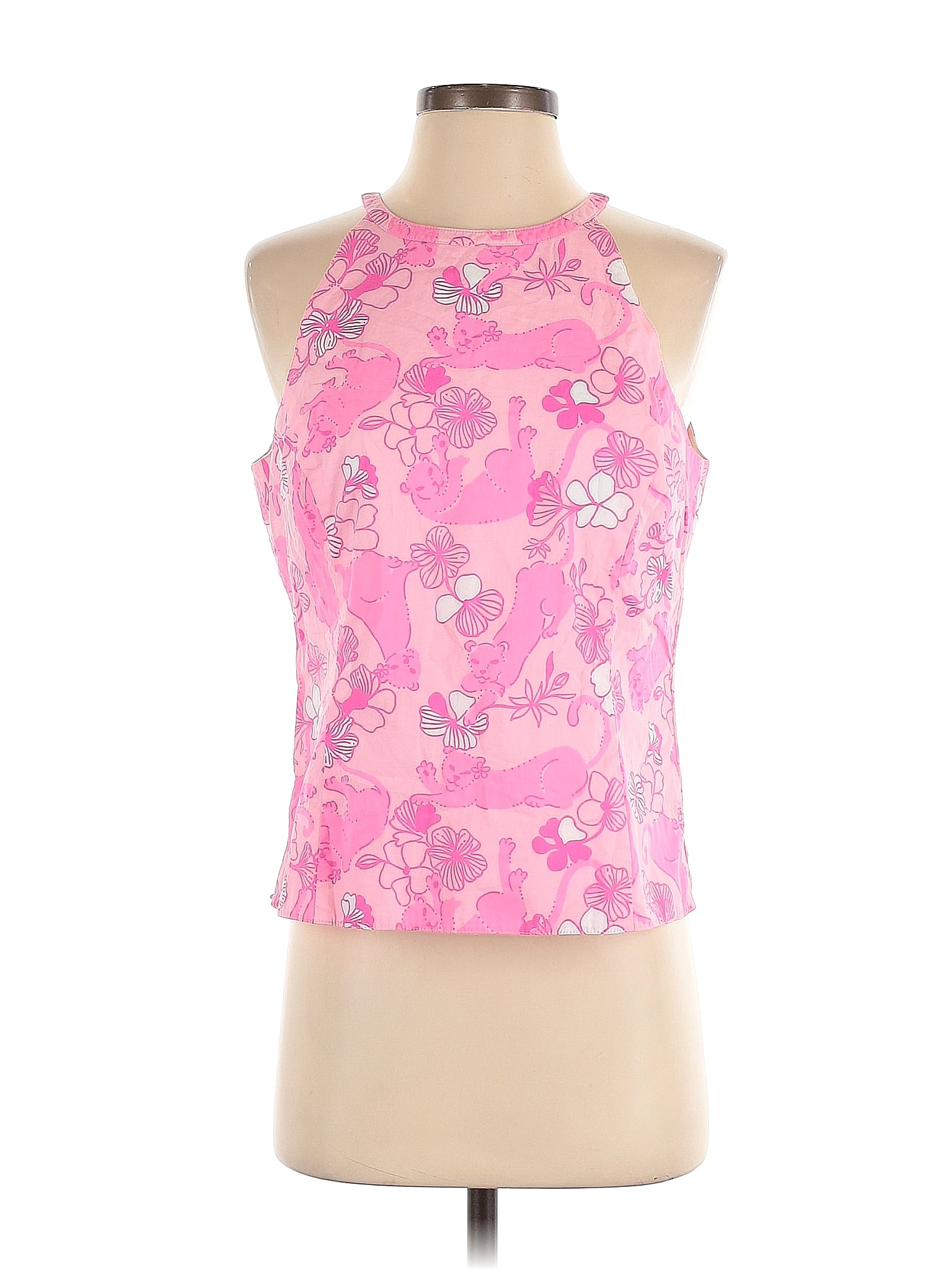 Lilly Pulitzer 100 Cotton Floral Pink Tank Top Size 8 65 Off Thredup